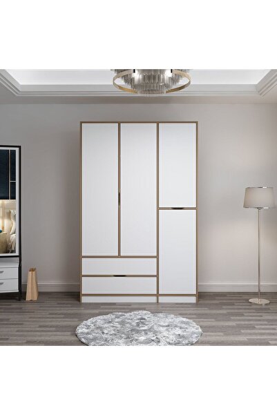 Minar Elina 3 Kapaklı Dolap - Dore/Beyaz