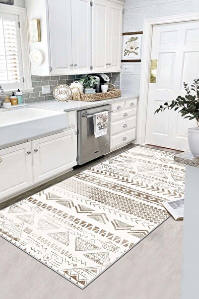West Home Makinede Yıkanabilir Kaymaz Taban Leke Tutmaz Bej İskandinav Salon ...