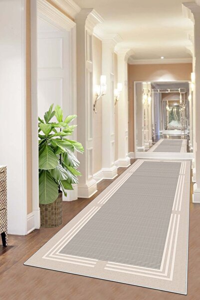 West Home Μπεζ ριγέ πλενόμενη αντιολισθητική βάση - για σαλόνι, κουζίνα και δ...