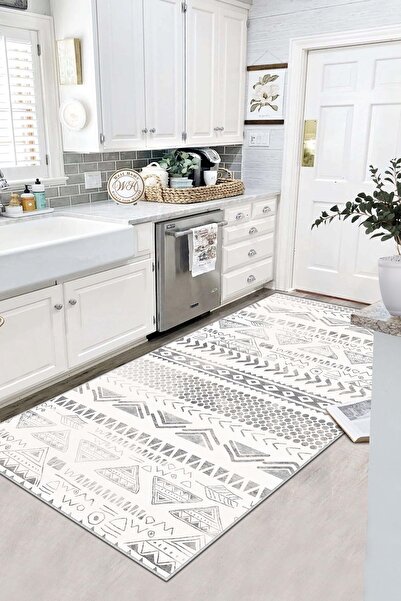 West Home Makinede Yıkanabilir Kaymaz Taban Leke Tutmaz Gri İskandinav Salon ...