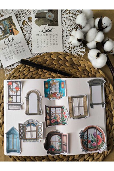 SelisCraft Renkli Pencere Tekli Etiket Seti 01 Ajanda Planlayıcı Bullet Journ...