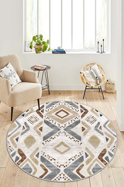 West Home سجادة غرفة معيشة مستديرة مقاومة للبقع وقابلة للغسل في الغسالة، سجاد...