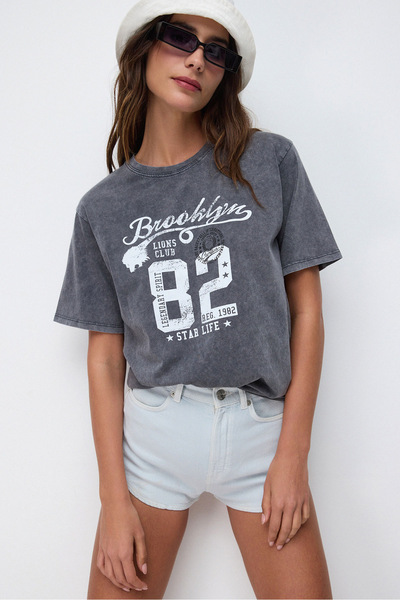No Matter What Oversize Printed Washable T-shirt