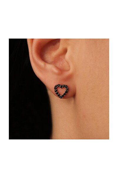 In Love Taşlı Kalp Gümüş Kadın Küpe