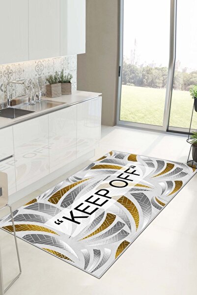 West Home Dijital Baskı Yıkanabilir Kaymaz Taban Salon Halısı Mutfak Halısı Y...