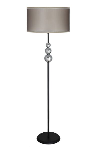 Vinner Üçlü Krom Küre Tek Ayaklı Siyah Metal Lambader - Krom Orego