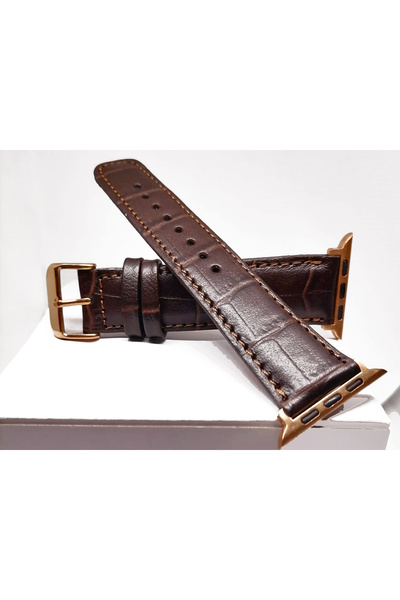 FADO ساعة جلدية بنية مقاس 34 ملم/42 ملم - متوافقة مع الساعة الذكية، مع حبل مرفق