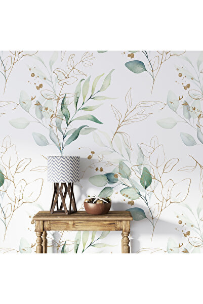 LOTUS AURA Okaliptüs Çiçekli  Duvar Kağıdı Yatak Odası Duvar Resmi Çiçekli  D...