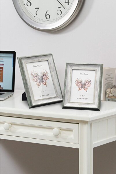 Seniste Oslo Dekoratif Resim Çerçevesi 2'li Yeşil Eskitme Ayarlanabilir Ayakl...