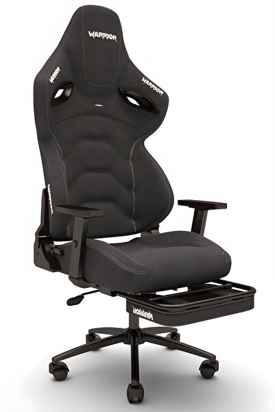 warrior Kratos Oyuncu Koltuğu - Jet Black - Ayak Uzatmalı Profesyonel Bilgisayar Sandalyesi