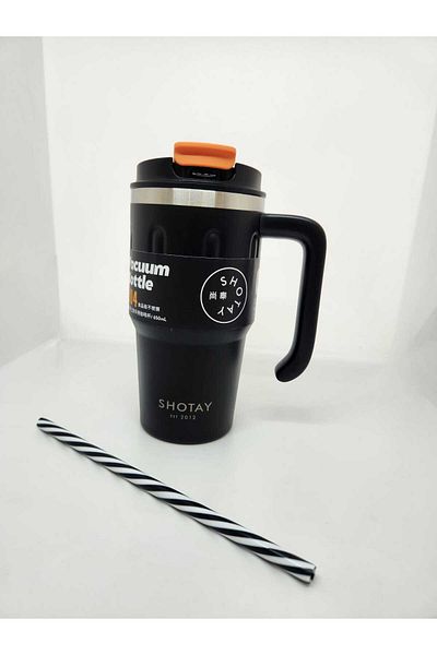 Shotay Black Handle Mug ST-8169 680ml - Use Thermos Cup with Straw and No Straw