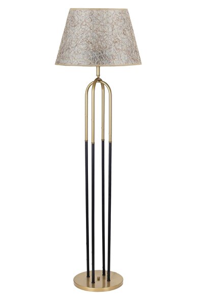 Vinner Houston Eskitme  Mat Gold Detaylı Metal Lambader - Sarı Kırçıl