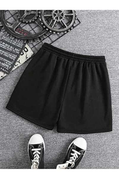 De Carte Siyah Unisex Düz Rahat kalıp Mevsimlik Şort