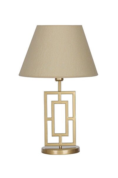 Vinner Puglia Eskitme Mat Gold Metal Abajur Hasır Bej