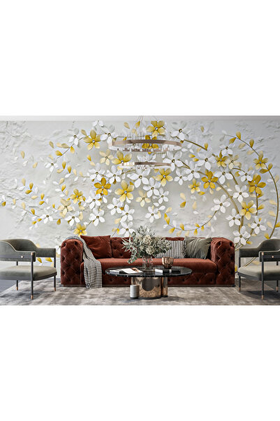 LOTUS AURA 3 Boyut Görünümünde Duvar Kağıdı Büyük Ağaçlı Duvar Resmi Çiçekli ...