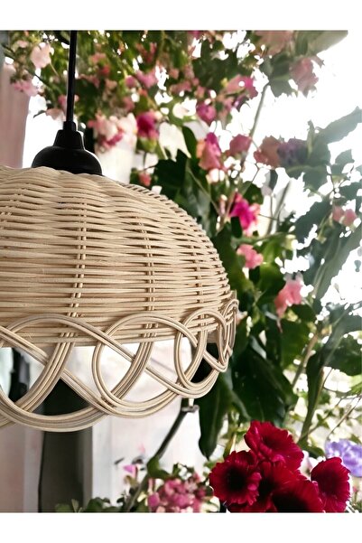 Genel Markalar Lampega Rattan Bambu Hasır Avize El Yapımı 30cm