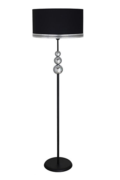 Vinner Üçlü Krom Küre Tek Ayaklı Siyah Metal Lambader - V Krom Siyah