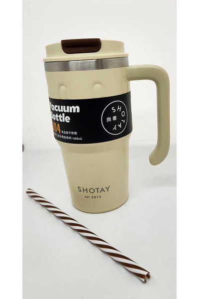 Shotay ST-8169 Model 680ml Handle Mug - Use Thermos Cup Cream with Straw and No Straw