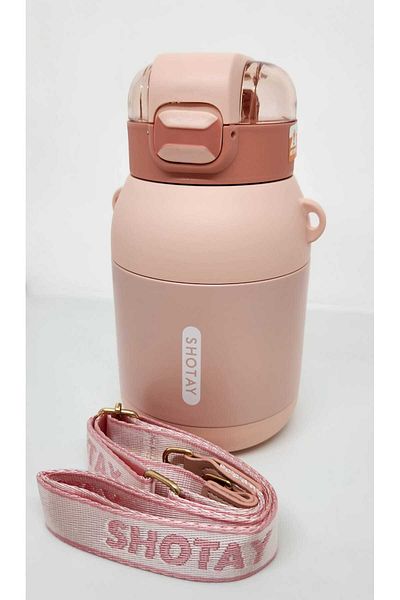 Shotay Dome ST-8081 800ml Pink Flask - Thermos with Steel Straw and Straw