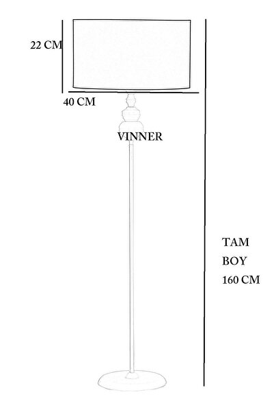 Vinner Gold Kaplama Üçlü Küre Düz Metal Tek Ayaklı Lambader Çift Gold Şeritli Mataro Vizon
