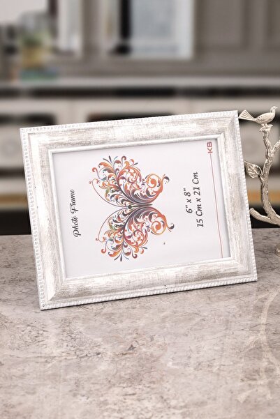 Seniste Berlin Glass Picture Frame White Antique With Adjustable Legs - Can Be Hanged on the Wall 15x21 Cm