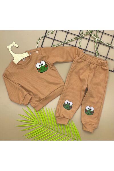 minibird baby طقم مكون من 3 قطع مطرز على شكل ضفدع