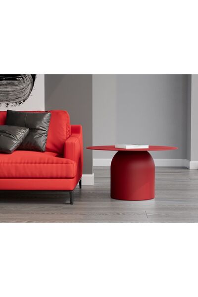 Echo Furniture Hardy Tablalı Rubin Kırmızı Sehpa