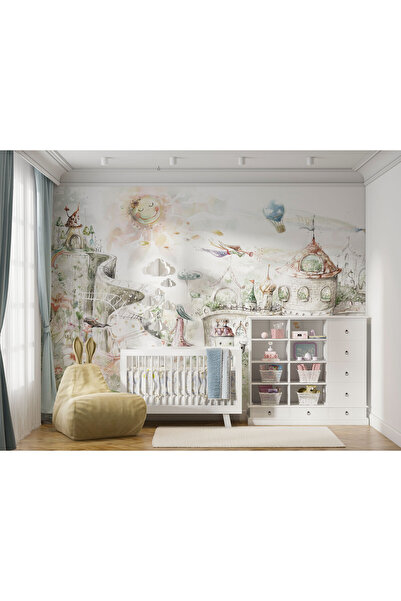 LOTUS AURA Sihirli Kale Duvar Kağıdı Bebek Odası Duvar Resmi Suluboya Görünümünde Duvar Posteri