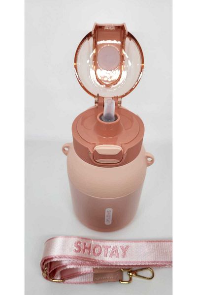 Shotay Dome ST-8081 800ml Pink Flask - Thermos with Steel Straw and Straw