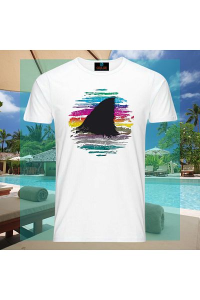 Gölge Store Tricou unisex oversize cu imprimeu pe piept cu rechin