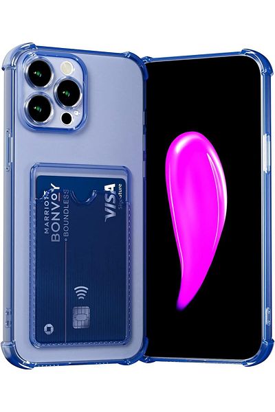 GAGA ELEKTRONİK iPhone 13 Compatible Transparent Card Holder Antishock Camera Protection Case (Compatible Model with Hood)