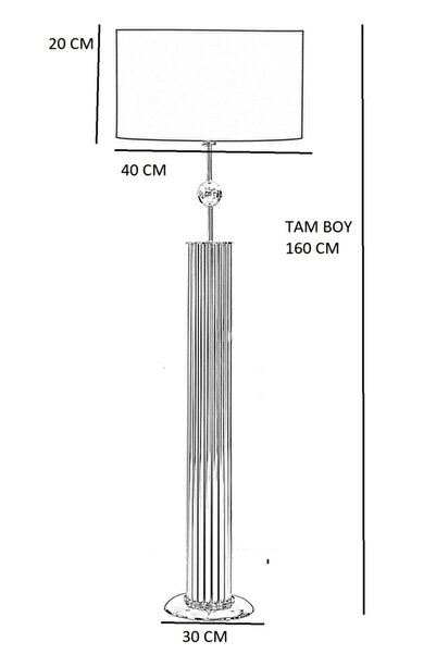 Vinner Odeon Krom Kaplama Küre Detaylı Metal Çubuk Lambader - Redmixed