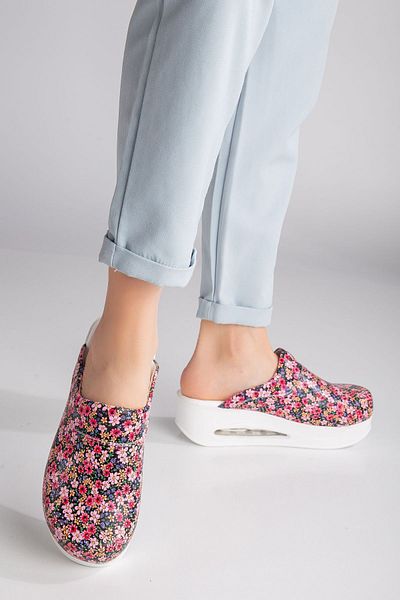 Zenith Sabo Air Sole Ορθοπεδικές Παντόφλες Doctor Nurse Hospital Cook Slippers Red Floral