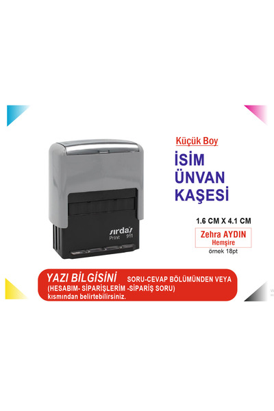 Sırdaş Küçük Gri Şirket Isim Ünvan Kaşesi Yazı Dahil %100 Kalite Lazer Üretim...