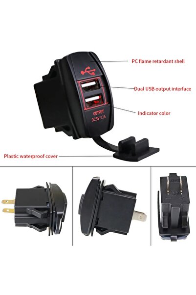 Maroces MR-266C-3 MARİN TİP 2 Lİ USB ŞARJ SÖKETİ 12-24V - 5V/3.1A