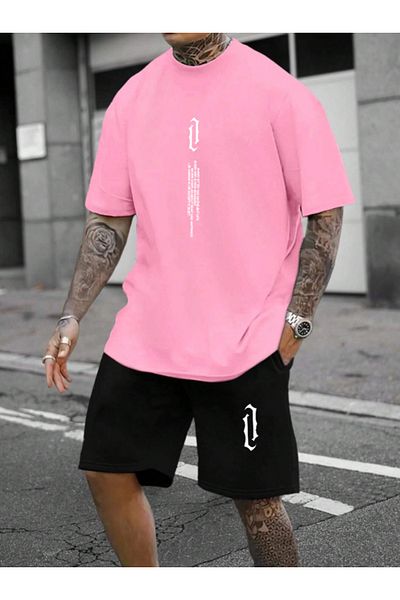 Revasser Colorful Vertical Printed Unisex Shorts T-shirt Set