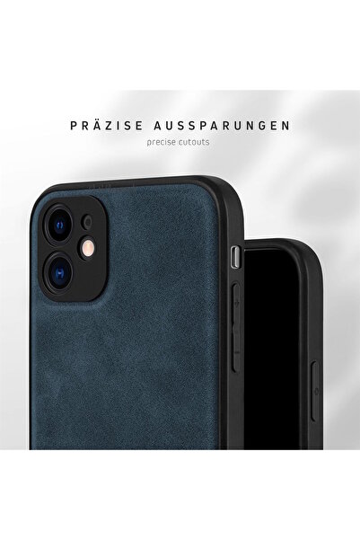 m.tk moveteck İphone 11 Kılıf Kamera Çıkıntılı Leather Deri Görünümlü Yumuşak Renkli Lansman Silikon Kapak