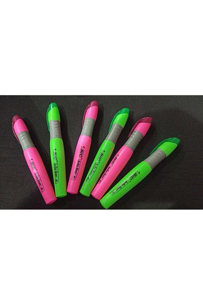 Bic Highlighter Round Body Pen XL - GREEN AND PINK (6 PCS)