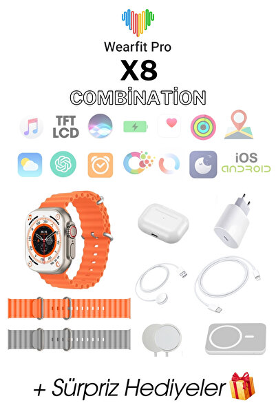 Wearfit Pro WEARFİT X8 COMBİNATİON Akıllı Kol Saati Smart Watch Model:inç 49m...