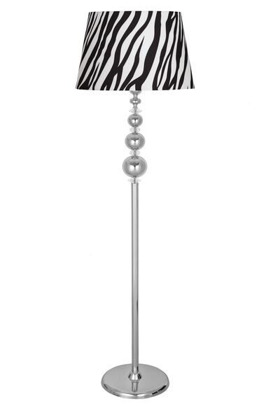 Vinner Kristal Taşlı Üçlü Küre Krom Kaplama Metal Lambader - Zebra