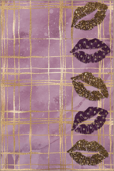 Rugs Modern Halı Pembe Temalı Çizgi ve Dudak Desenli Modern Dekoratif Halı 4977
