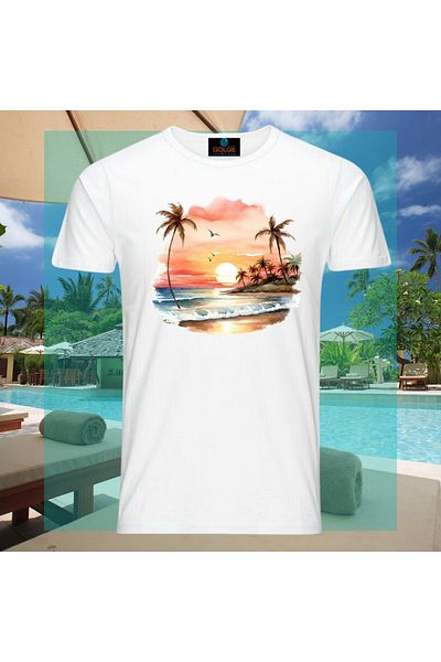 Gölge Store Tricou oversize unisex cu imprimeu peisaj marin
