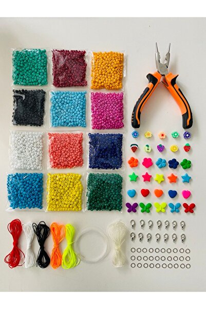 No:74 Acrylic Figure Beads, Sand Beads, Fimo Beads Jewelry Hobby Making Set(with pliers)