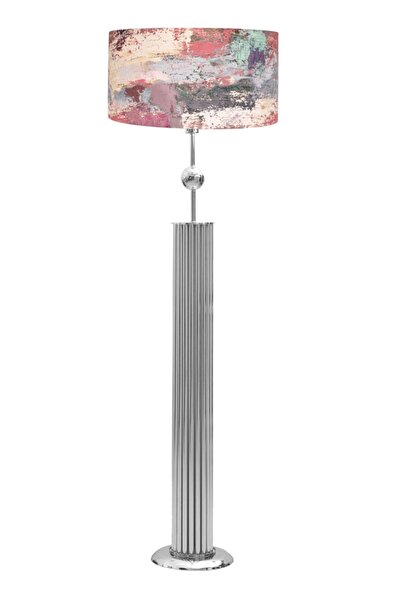 Vinner Odeon Krom Kaplama Küre Detaylı Metal Çubuk Lambader - Redmixed