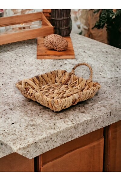 Çavdar Group Hasır Su Sümbülü Mini Tepsi Kare El Yapımı Servis Tepsisi Düzenl...