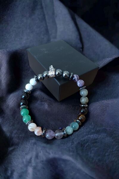 MGA DOĞAL TAŞ Başarı Bileklik Labradorit Florit Kaplan Gözü Havlit Aventurin ...