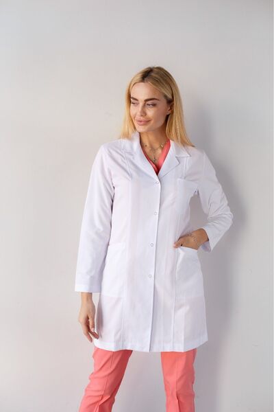 AREL TEKSTİL Women's Lab Coat Shirt Collar Doctor's Coat Nurse Pharmacist Teacher Lab Coat Alpaca Fabric