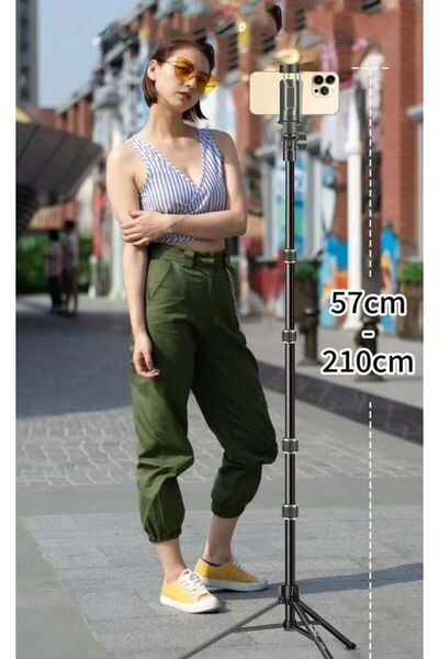 Asfal 195 Cm Çantalı, Kumandalı 2in1 Tripod Ve Selfie Çubuğu Telefon Ve Kamera Uyumlu Taşınabilir Monopod