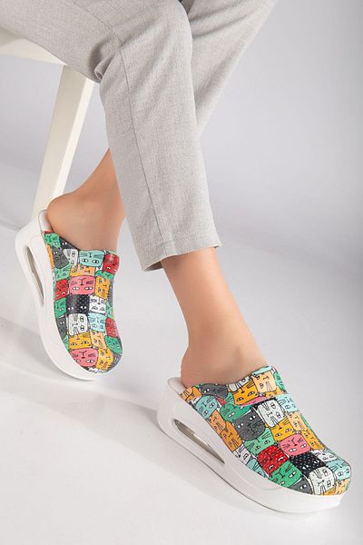 AREL MEDİKAL Air Sole Wedge Heeled Orthopedic Hospital Nurse Γυναικείες Παντόφλες Cat