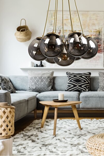 Begüsa Malta 7 .li Avize Eskitme Füme Cam